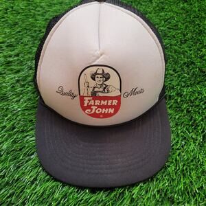 VTG 80s Farmer John Trucker Hat LA Dodgers Dodger Dog Promo Snapback